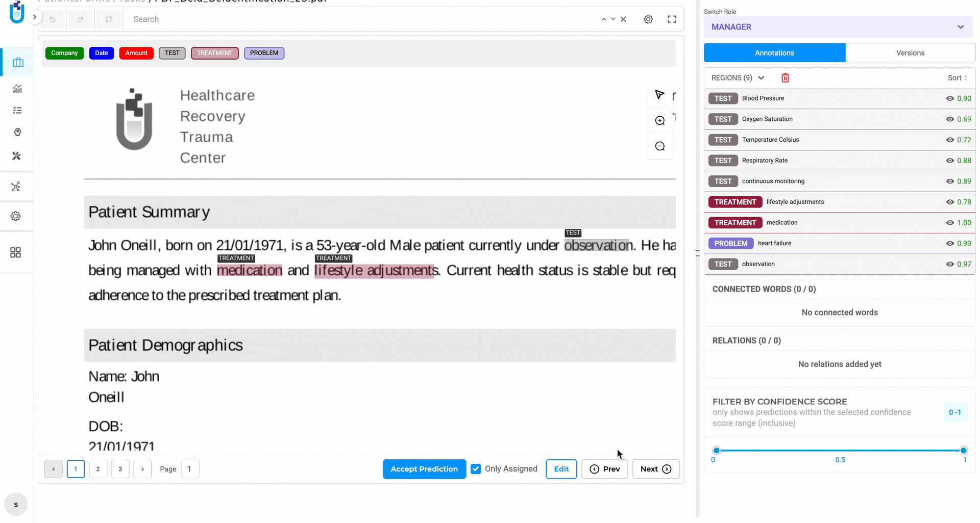 Horizontal and vertical scrollbars in the Visual NER document viewer