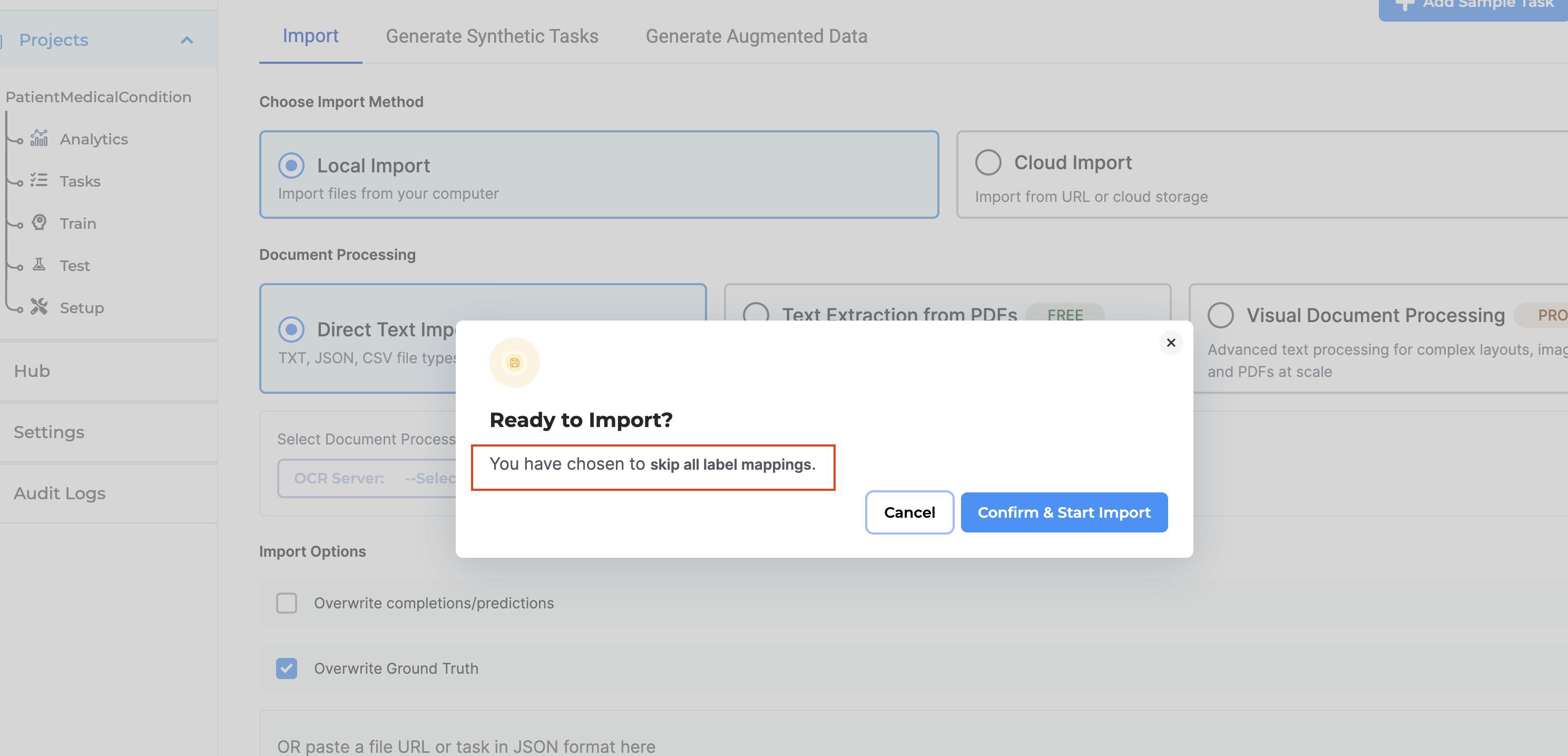 Validation for unresolved label mappings