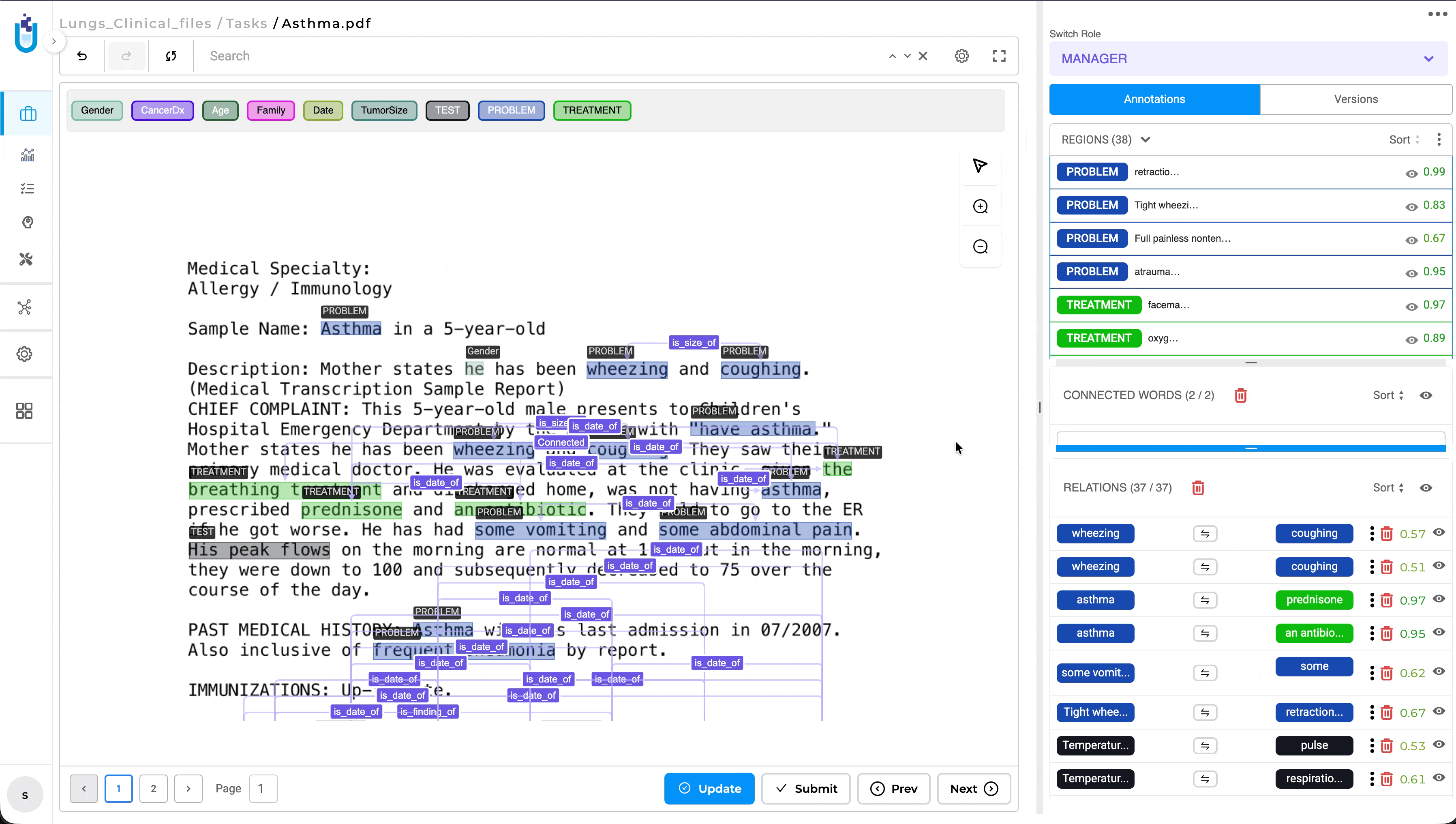 Relation sorting in Visual NER projects