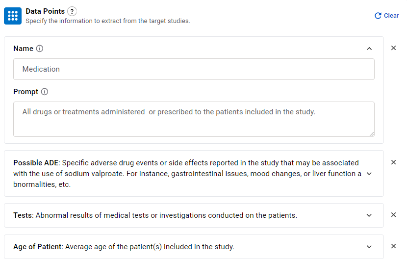 Literature Review - Definition of Data Points