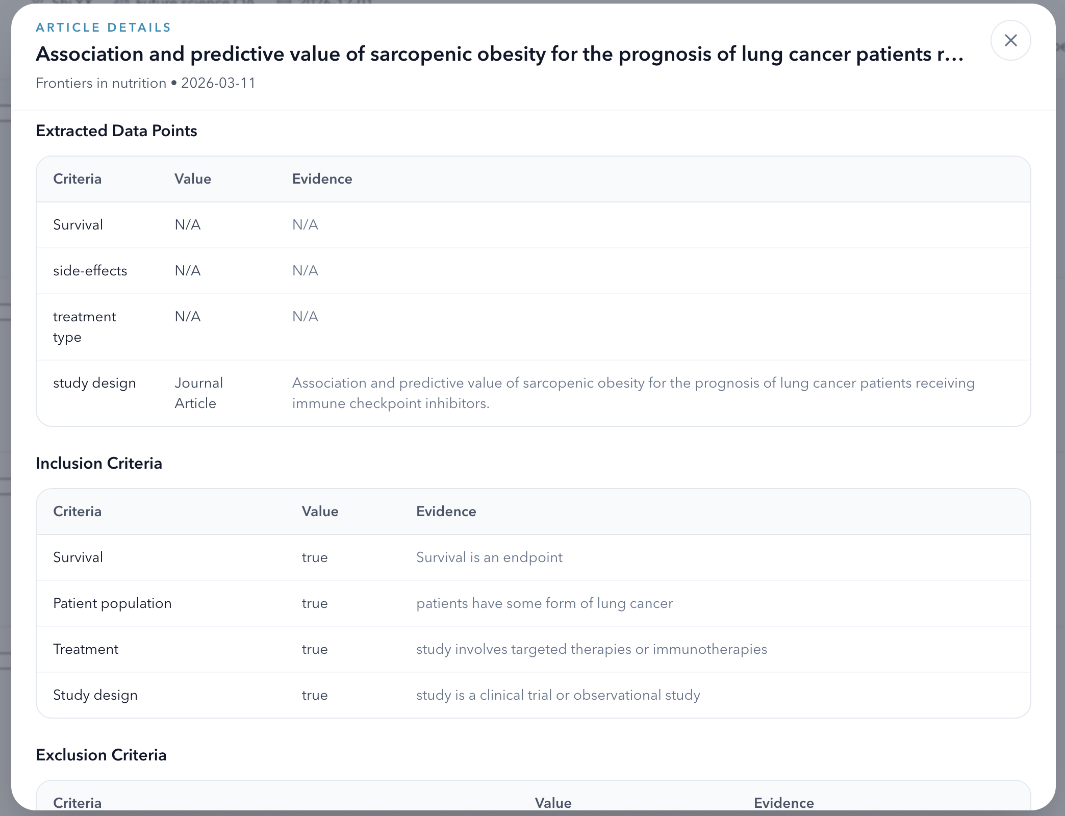 Article detail — extracted data points with evidence