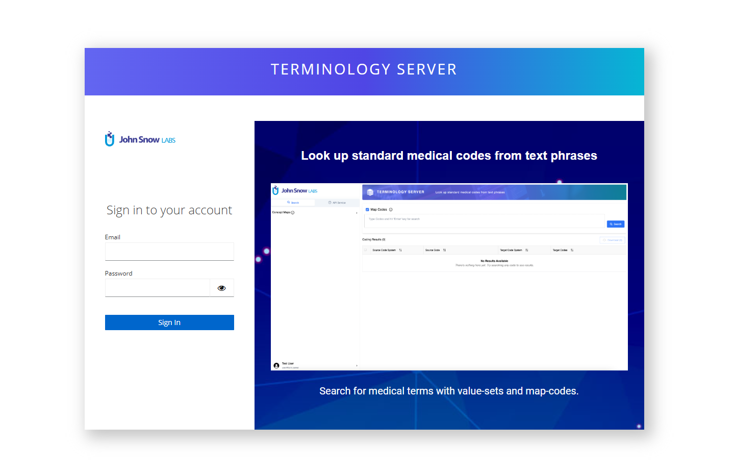 Screenshot of login